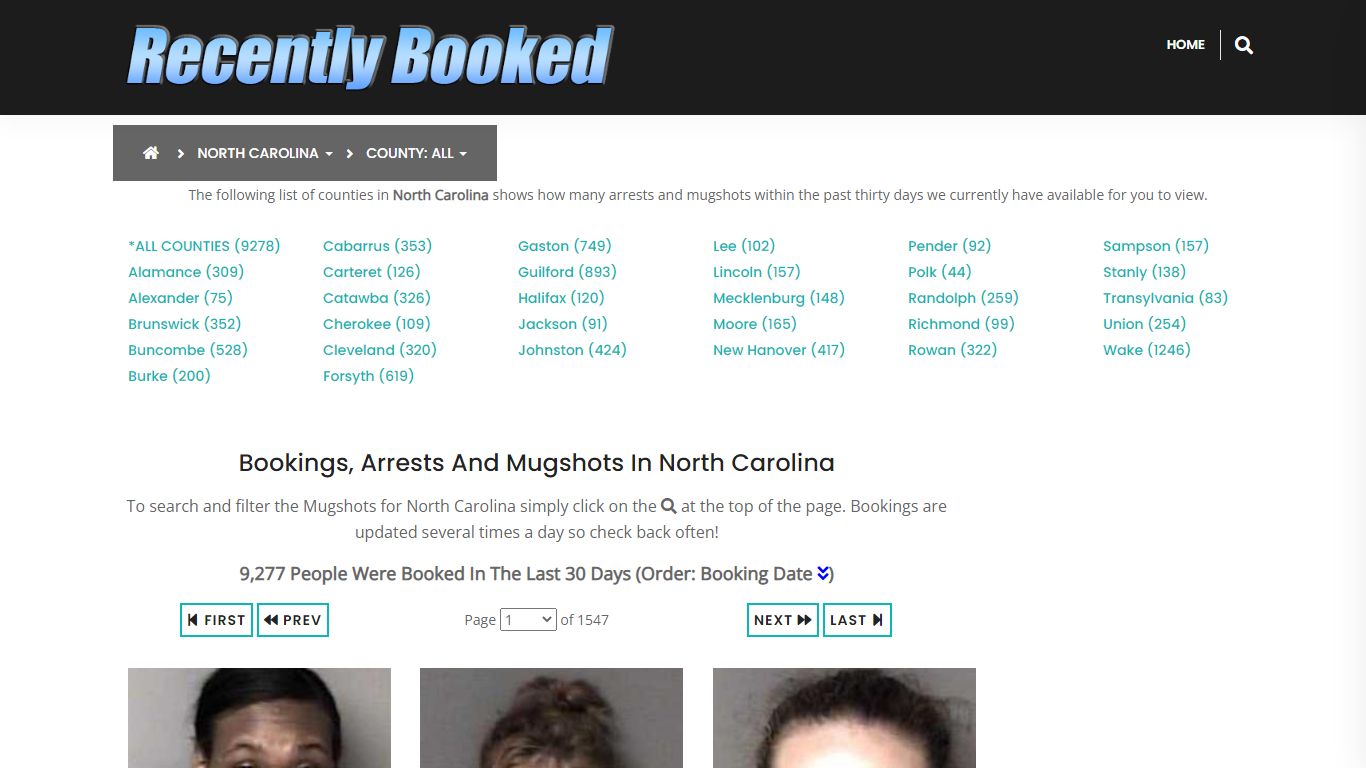 Bookings, Arrests and Mugshots in New Hanover County, North Carolina